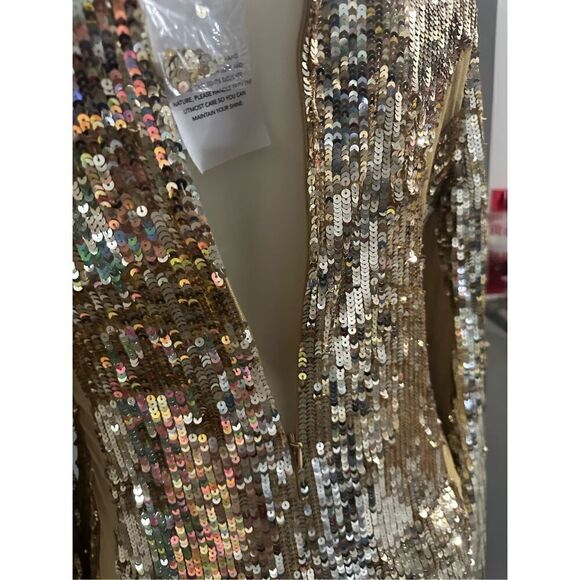Lovers + Friends Women's Sequin Lux Mini Dress Gold Size Large - Picture 4 of 11